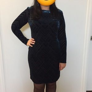 Velvet green/blue long sleeve gown